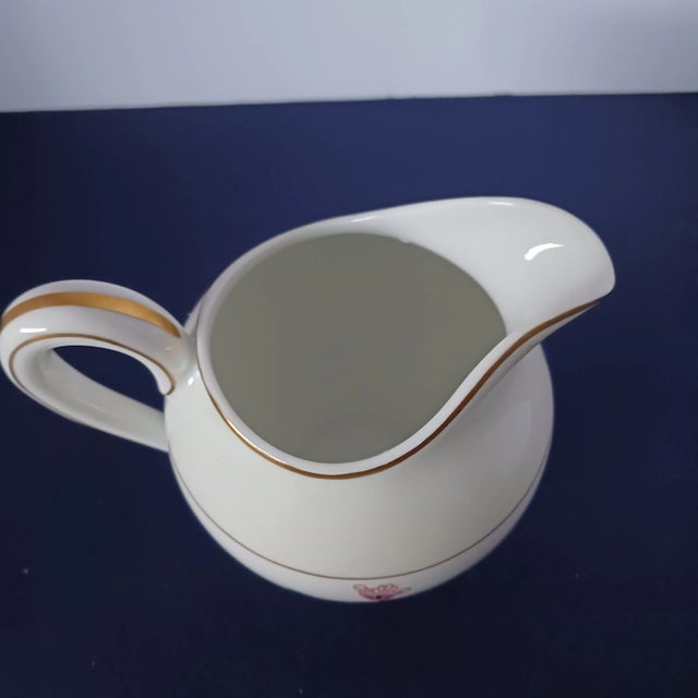 Ceramic 1940s Charles Field Haviland Limoges French Porcelain Cups and Saucers Set With Creamer- 5 Pieces For Sale - Image 7 of 12