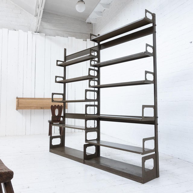 Industrial Strafor Metal Bookcase, 1930s For Sale - Image 3 of 9