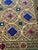 Mid-Century Modern Gold Lattice Cotton Suzani With Blue Diamond Motifs For Sale - Image 3 of 10