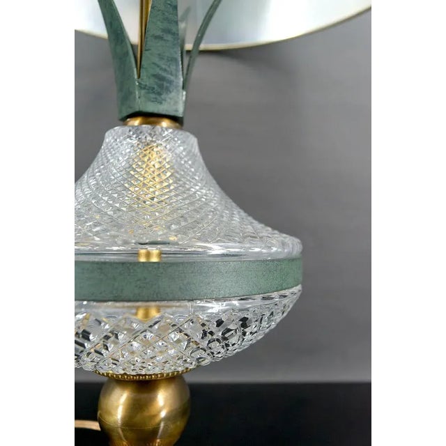 Baccarat Pineapple Lamp in Crystal and Patinated Metal by Maison Charles for Baccarat, 1950 For Sale - Image 4 of 8