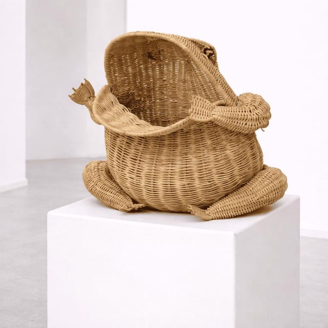Rattan Frog Magazine Rack by Mario Lopez Torres For Sale - Image 3 of 9