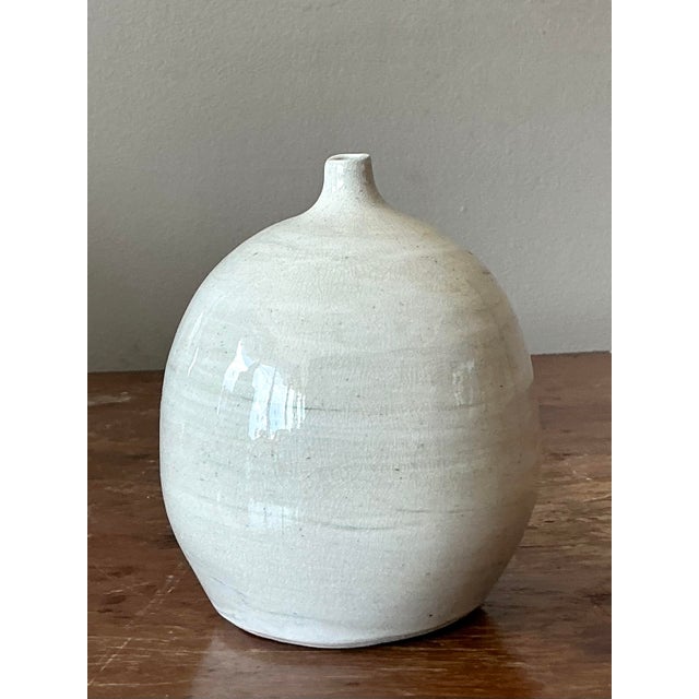 Late 20th Century Vintage Boho Glazed Ceramic Vase For Sale - Image 5 of 6