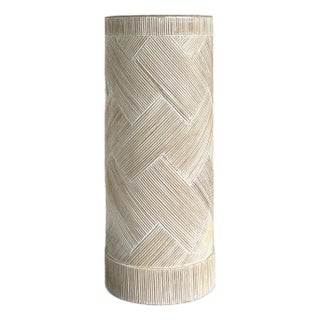 Vintage Boho Washed Pencil Reed Pedestal For Sale
