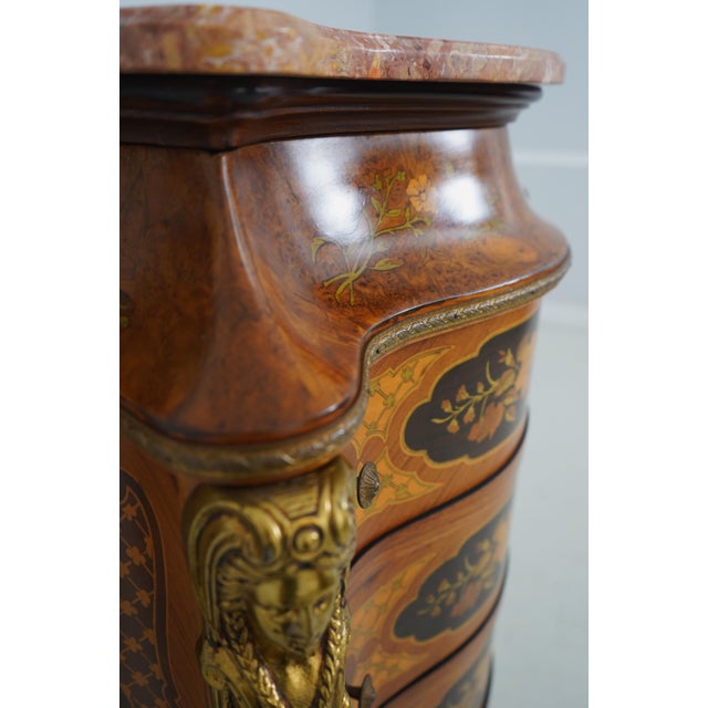 French Marble Top Inlaid Bronze Mounted Chest For Sale - Image 13 of 18