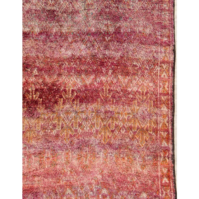Tribal design Moroccan Vintage rug in Purple, Red, Orange, and Green rug , country of origin / type: Morocco / Tribal,...