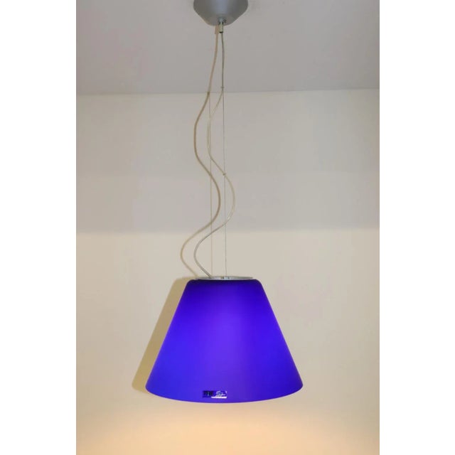 Mid-Century Modern Mid-Century Modern Murano Blue Glass Pendant Lamp For Sale - Image 3 of 10