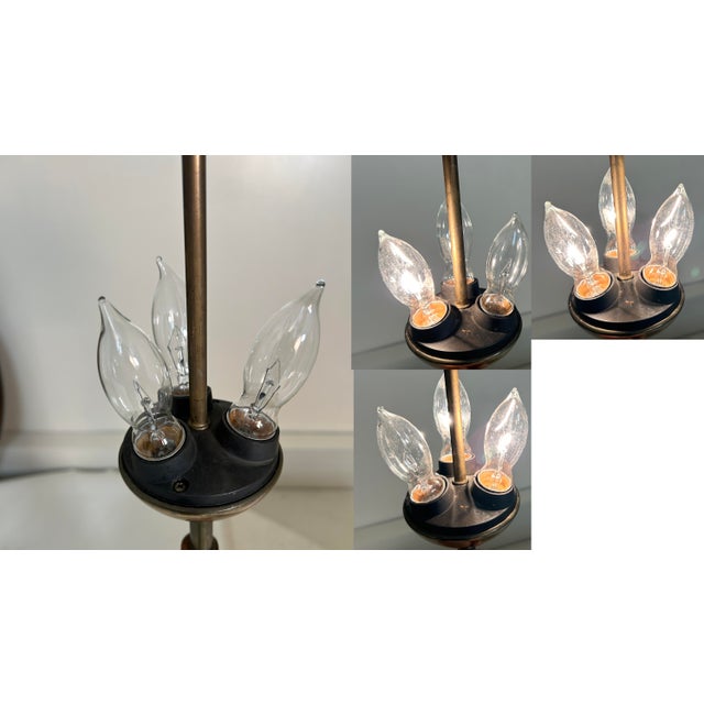 Wood Pair of 1960s Large Tony Paul Stacked Walnut and Brass Table Lamps For Sale - Image 7 of 10