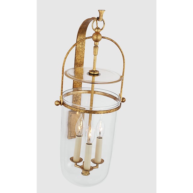 Visual Comfort Chapman & Myers for Visual Comfort Signature Lorford Medium Sconce in Gilded Iron with Clear Glass For Sale - Image 4 of 8