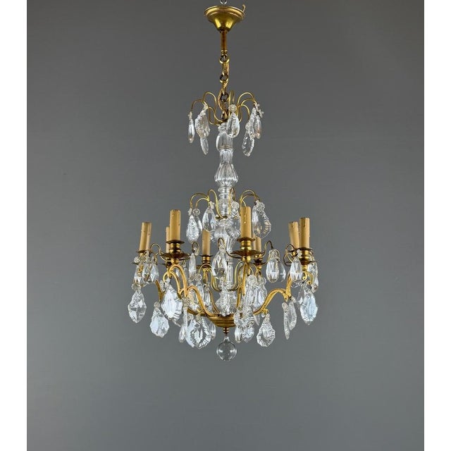 Gold 19th Century Louis XV Crystal Chandelier For Sale - Image 8 of 8