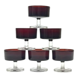 Cherry Red Sorbet Coupes by Luminarc France - Set of 6