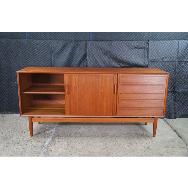 1980s Otmar Danish Scandinavian Modern Teak Credenza Buffet Console Sideboard MCM 71" For Sale - Image 4 of 14