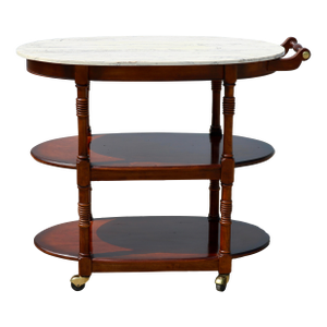 Vintage Marble Top Rolling Bar Cart by Pulaski