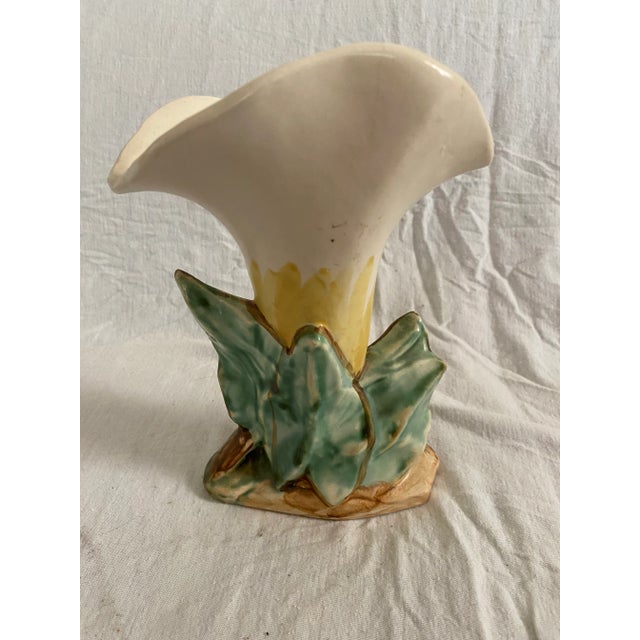 Vintage McCoy Pottery Vase Beautiful Lily Design Multi-Color Vase