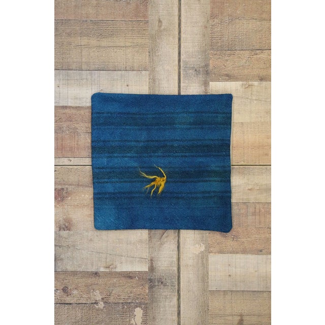 Blue Vintage Blue Turkish Wool Rug Pillow Cover - 01'05 X 01'06 For Sale - Image 8 of 8