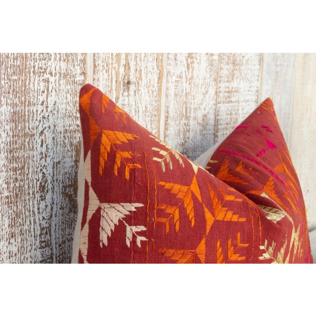 Luma Antique Indian Folk Lumbar Pillow For Sale - Image 4 of 9