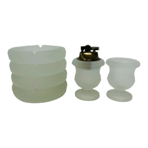 1950's Tiara Frosted Indiana Glass Smoking Set a Set of 6