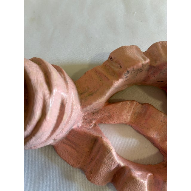 Mid 20th Century Vintage Pink Carved Wooden Bow Wall Hanging For Sale - Image 5 of 10