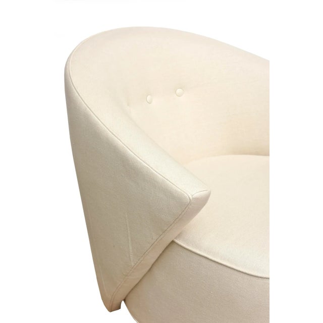 Off-white Michael Wolk for Directional Upholstered Sculptural Swivel Chairs With Stainless Steel Bases 1990's Base For Sale - Image 8 of 12