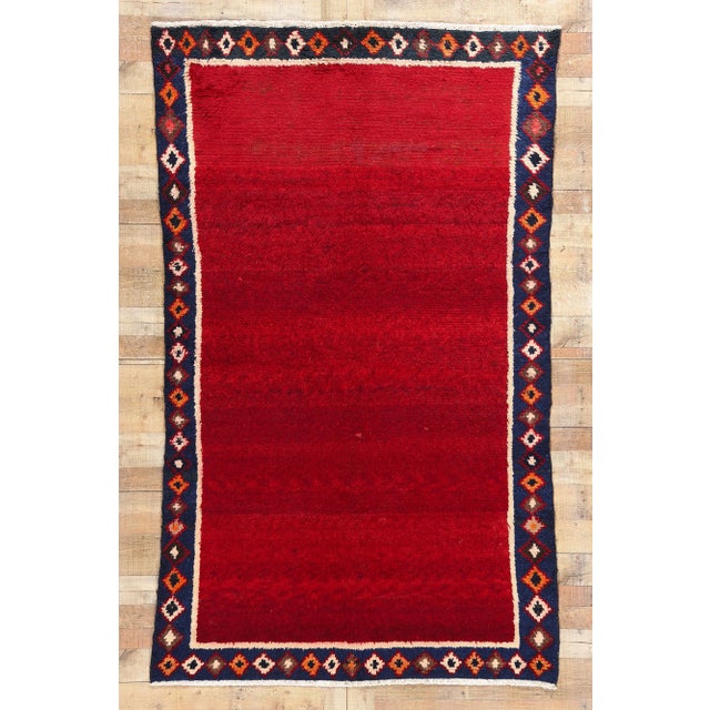 Vintage Persian Lori Solid Red Field Rug - 05'03 X 08'05 For Sale - Image 9 of 9