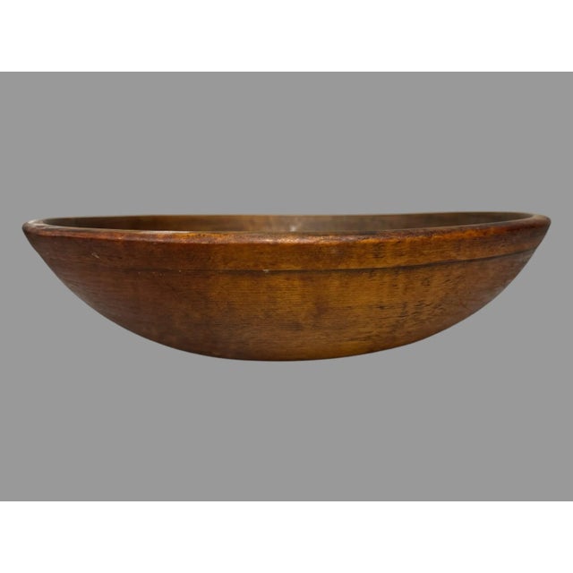 Brown Antique Primitive Country Kitchen Wooden Dough Bowl For Sale - Image 8 of 10
