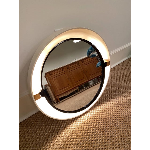 Vintage Mid 20th Century Round Mirror With Back Light For Sale - Image 10 of 11