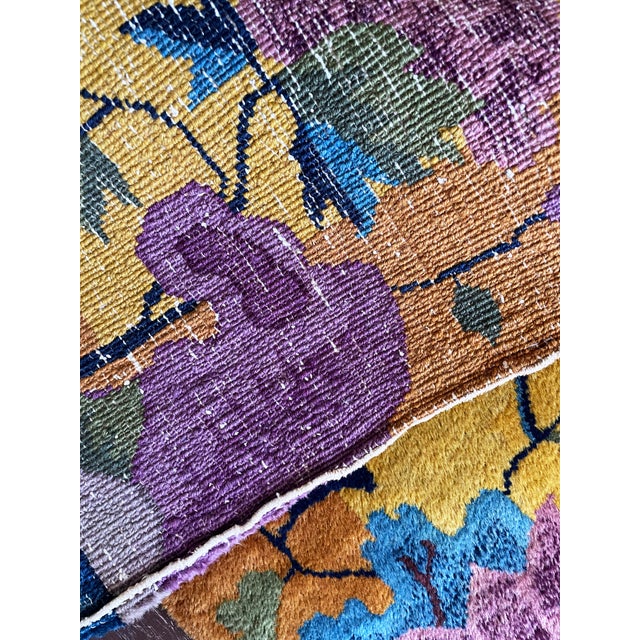 Antique Art Deco Chinese Rug, 2' X 4' C-1920, Imperial Garden For Sale - Image 4 of 11