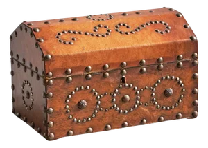 VerDecorative Box in Patinated Cognac Leather and Metal Studs, 1950s