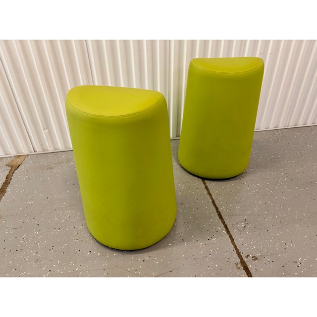Modern lightweight modern perching stools by Swagr made by Eco. Featuring an angled, organic profile with a sculpted...