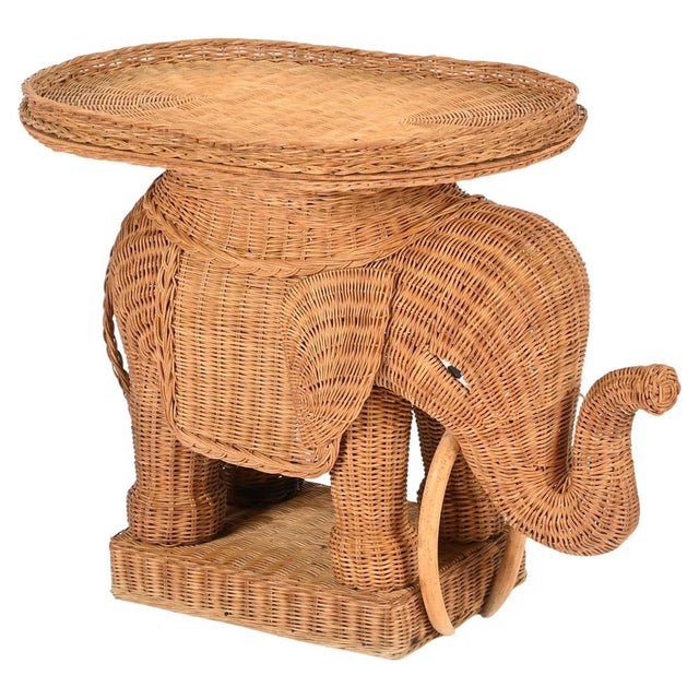 Large Rattan and Wicker Elephant Side Table attributed to Vivai del Sud, Italy, 1970s For Sale - Image 17 of 17