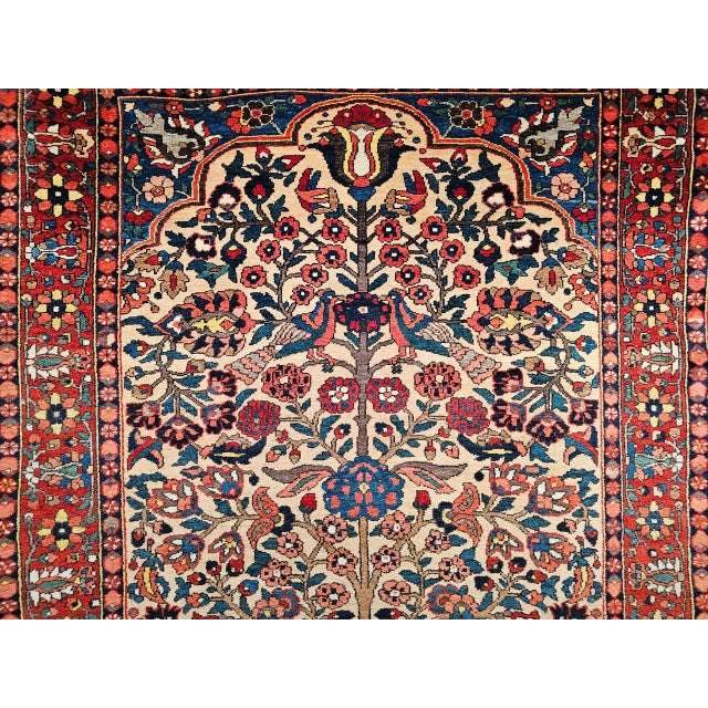 Antique Persian Bakhtiari Bibibaft Rug, Hand-Knotted Wool, The Tree of Life Pattern, Tan & Red, 5x7 For Sale - Image 14 of 18