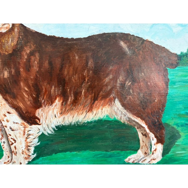 Large Vintage Folk Art Dog Portrait – Oil on Panel, Signed K. Hines 1970 For Sale - Image 14 of 17