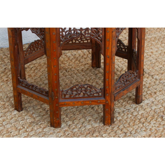 Brass & Copper Inlay Anglo Indian Folding Table For Sale - Image 9 of 11