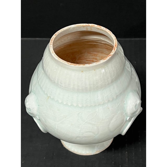 Celadon Late 20th Century Chinese Art Light Celadon Porcelain Covered Jar For Sale - Image 8 of 11