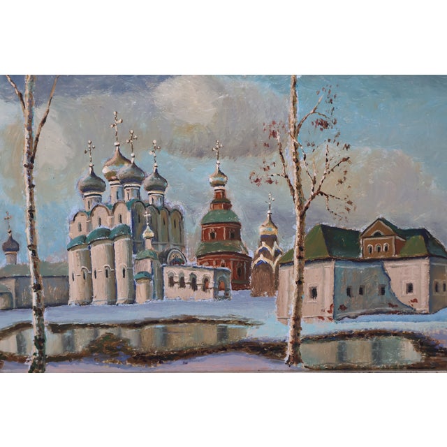 Original Oil Painting of Zagorsk (Sergiev Posad) Monastery Complex, Moscow Provenance, 1992 For Sale - Image 9 of 18