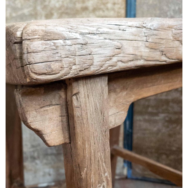 19th Century Chinese Distressed Elm Wood Side Table or Stool For Sale - Image 12 of 16