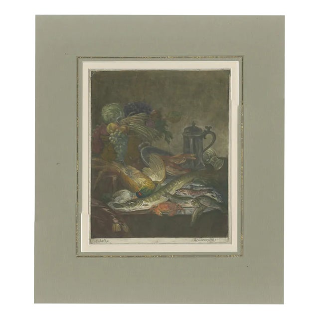 Robinson, Still Life with Fish, Crabs, Fruit and Pewter Jug, 1800, Print For Sale