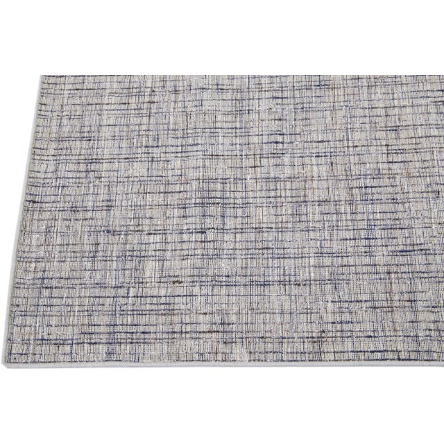 2010s Gray Contemporary Texture Hand Loomed Wool Rug With Strie Design For Sale - Image 4 of 7