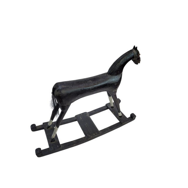 Folk Art Antique Primitive Folk Art Wood Rocking Horse Late 19th / Early 20th Century For Sale - Image 3 of 15
