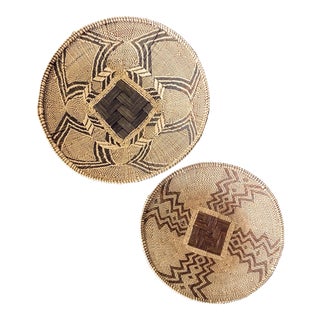 Handwoven African Basket From Zimbabwe - a Pair For Sale