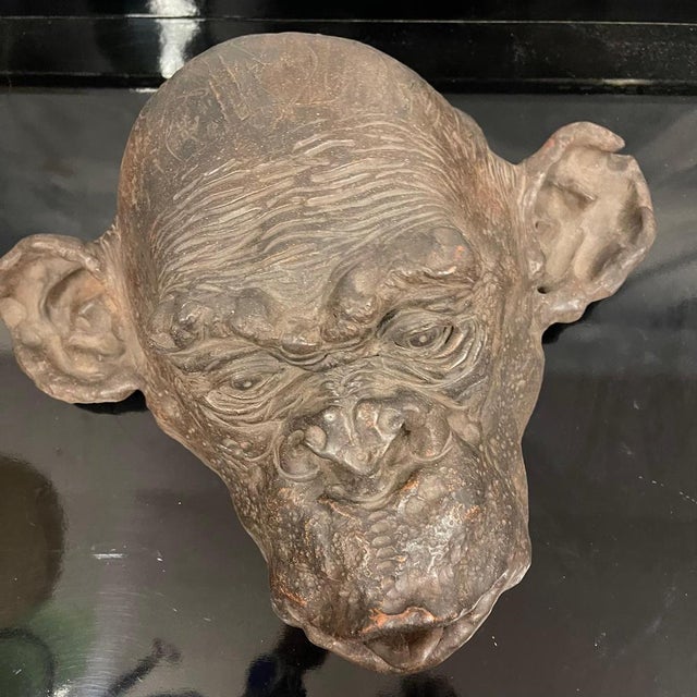 Bonobo Monkey Head Sculpture in Terracotta, 2019 For Sale - Image 6 of 18