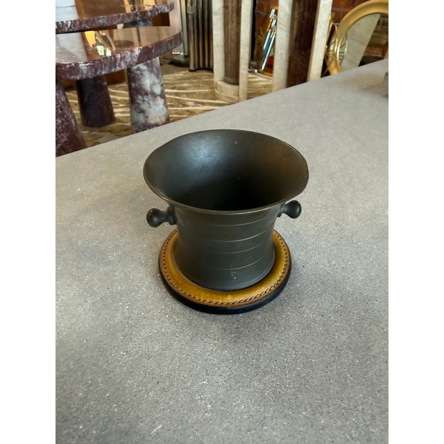 Gucci Vintage Gucci Pewter Desk Pen Holder With Leather Base For Sale - Image 4 of 7
