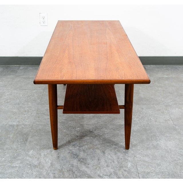 1960s Mid Century Danish Modern Coffee Table Solid Teak Vintage Surfboard Shelf Retro For Sale In Sacramento - Image 6 of 12