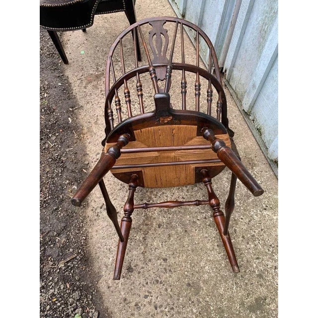Early 20th Century Antique Windsor Style Bowl Back Rush Seat Armchair For Sale - Image 9 of 10