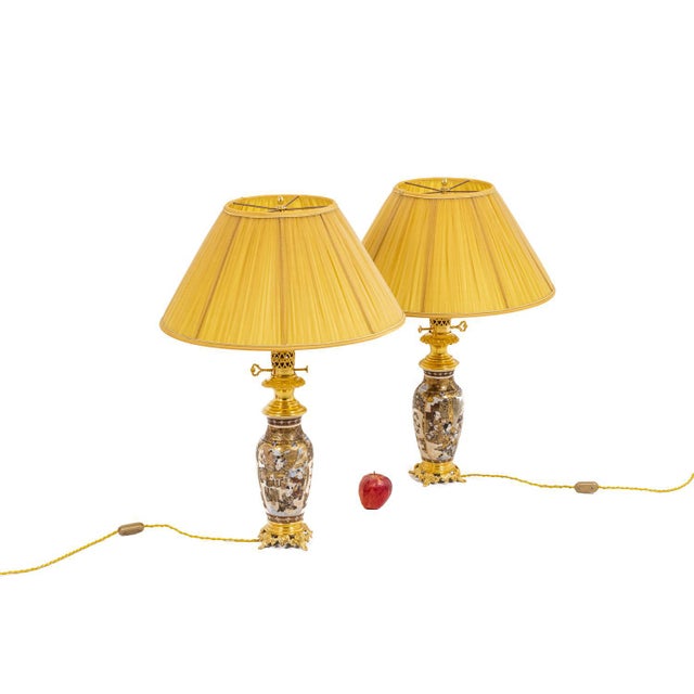 Satsuma Earthenware and Gilt Bronze Lamps, 1880s, Set of 2 For Sale - Image 10 of 11