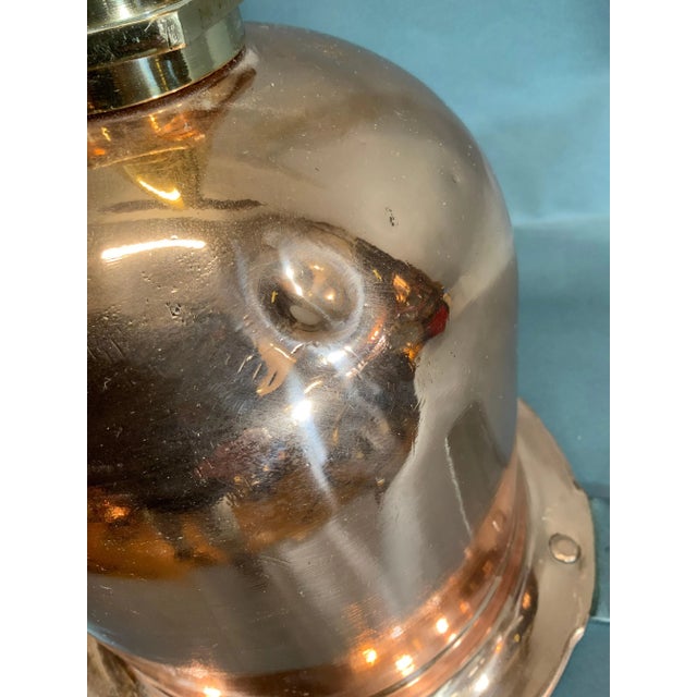 Wood Copper and Brass Fresh Air Diver's Pump with Wood Handle For Sale - Image 7 of 9