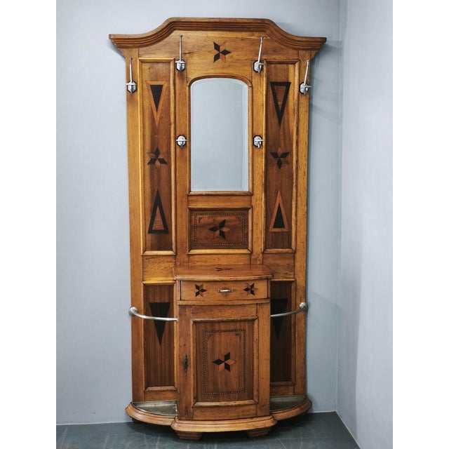 19th Century Gründerzeit Oak Hall Tree with Mirror, 1890 For Sale - Image 3 of 18