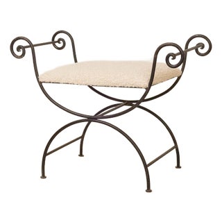 1920s French Curule Iron Stool For Sale