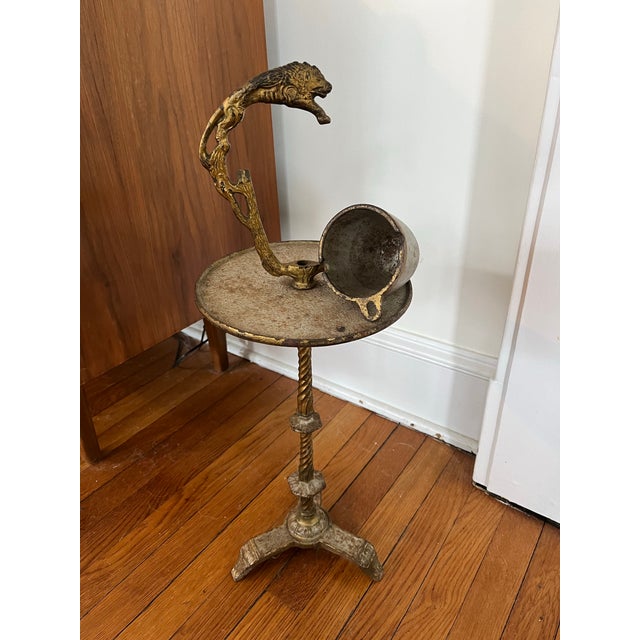 Early 20th Century Art Deco Cast Iron Ashtray Smoking Stand For Sale - Image 5 of 5