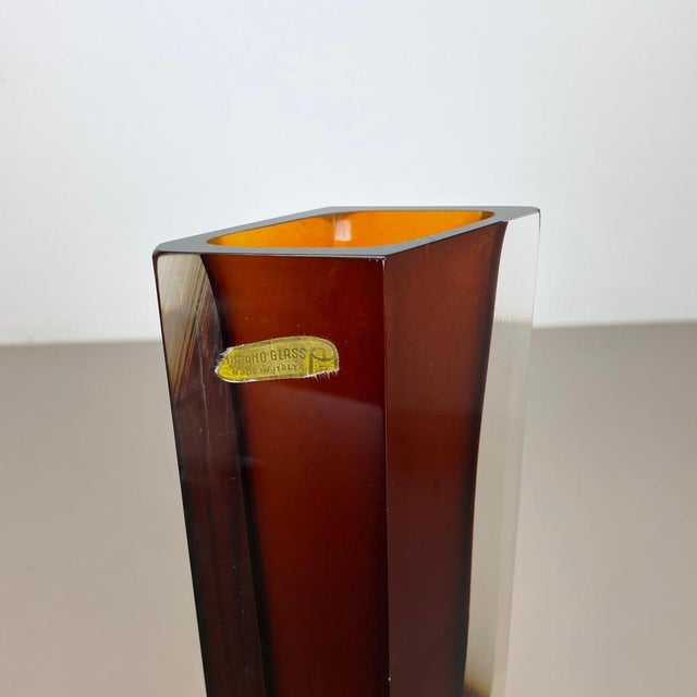 Large Ochre Murano Glass Sommerso Vase attributed to Flavio Poli, 1970s For Sale - Image 18 of 18