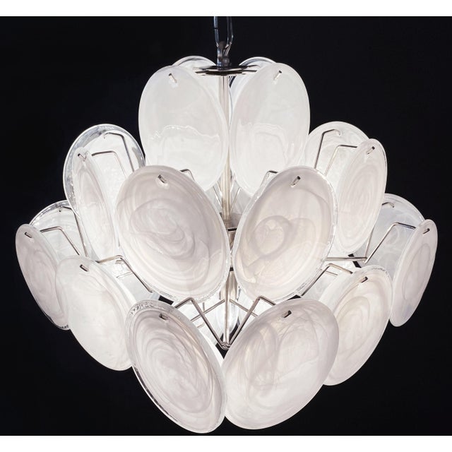 Vintage Italian Murano Chandelier with 36 White Disks, 1990s For Sale - Image 14 of 17